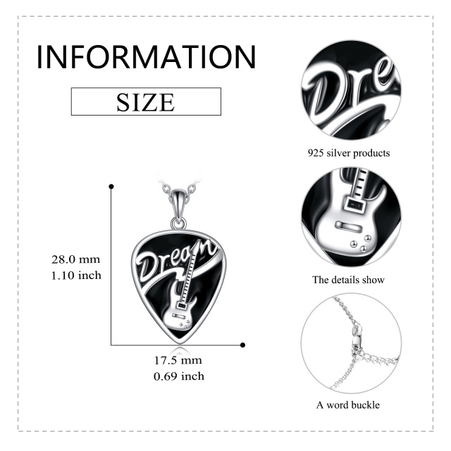 Sterling Silver Two-tone Guitar Pendant Necklace-4
