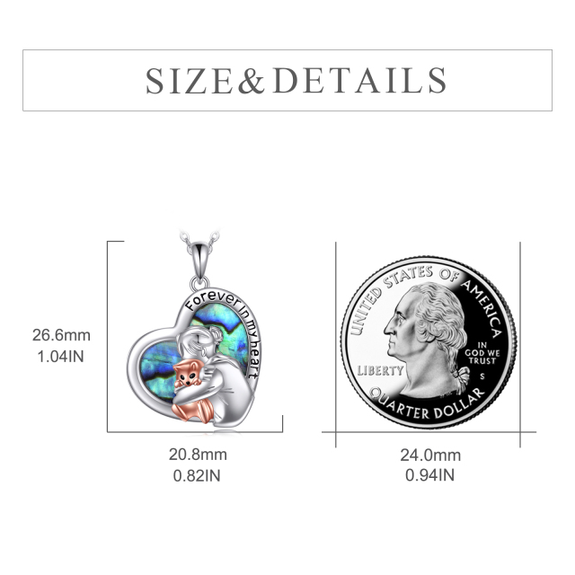 Sterling Silber zweifarbig Abalone Muscheln Katze & Herz Anhänger Halskette mit eingravier-4