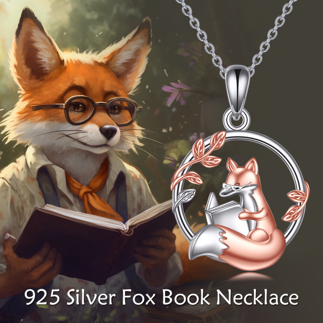 Sterling Silver Two-tone Fox Pendant Necklace-2