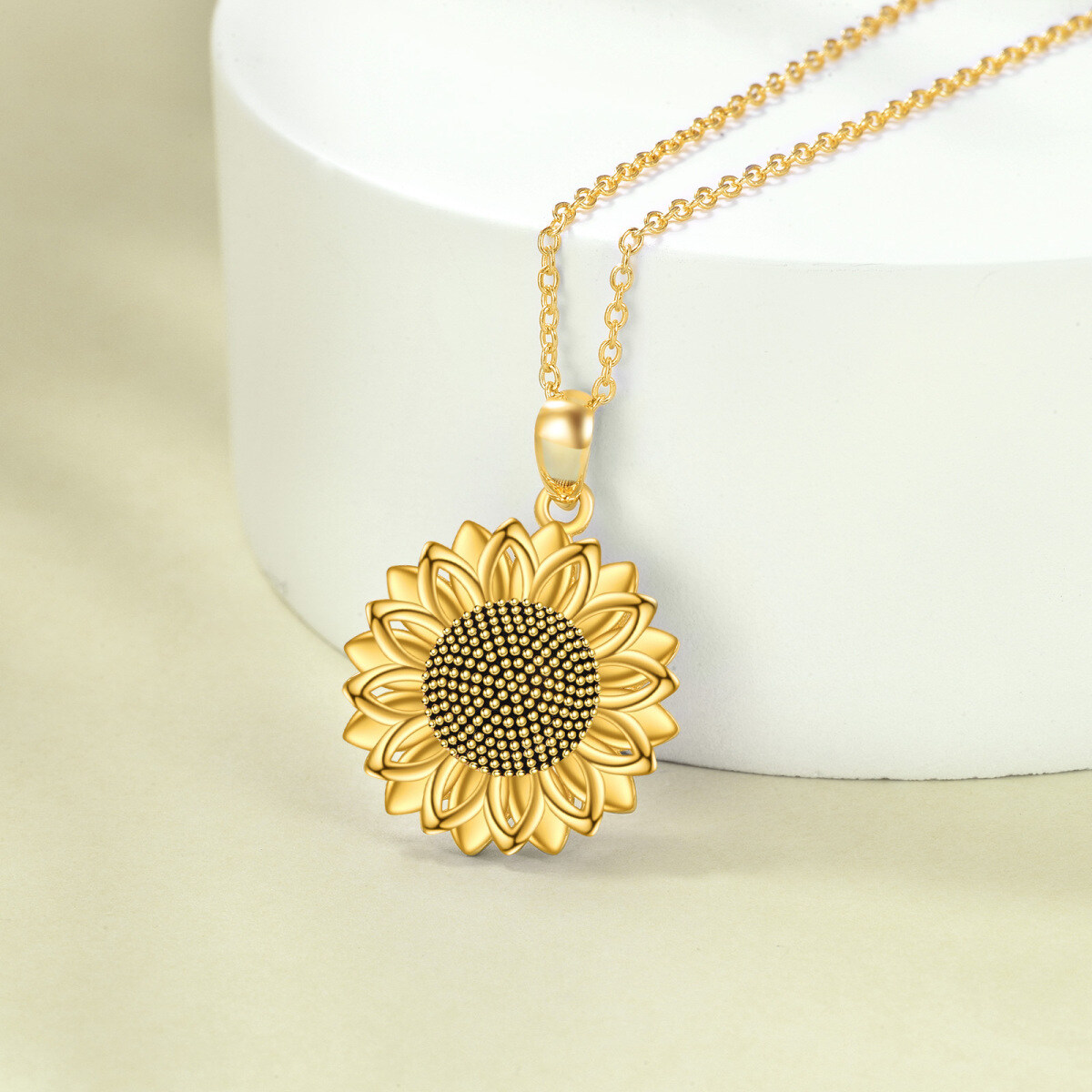 Sterling Silver with Yellow Gold Plated Sunflower Pendant Necklace-3