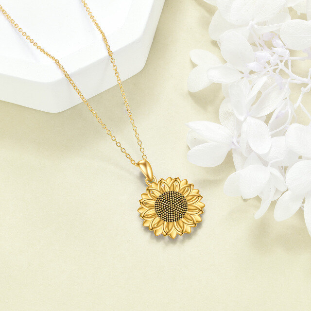 Sterling Silver with Yellow Gold Plated Sunflower Pendant Necklace-4