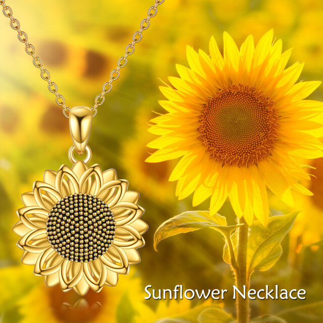 Sterling Silver with Yellow Gold Plated Sunflower Pendant Necklace-3