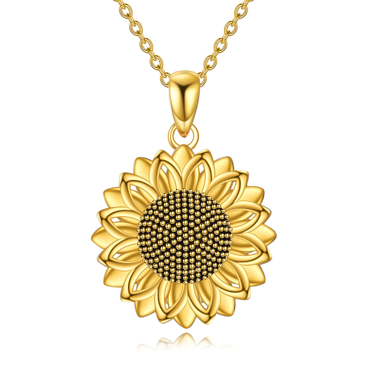 Sterling Silver with Yellow Gold Plated Sunflower Pendant Necklace-1