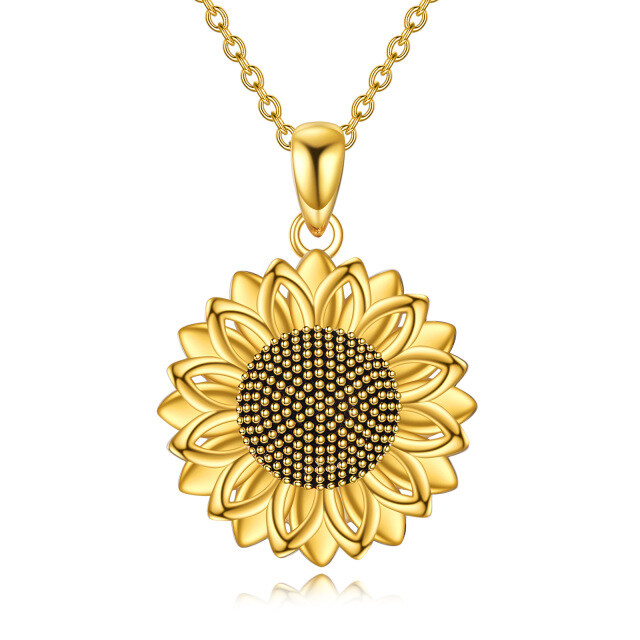 Sterling Silver with Yellow Gold Plated Sunflower Pendant Necklace-0