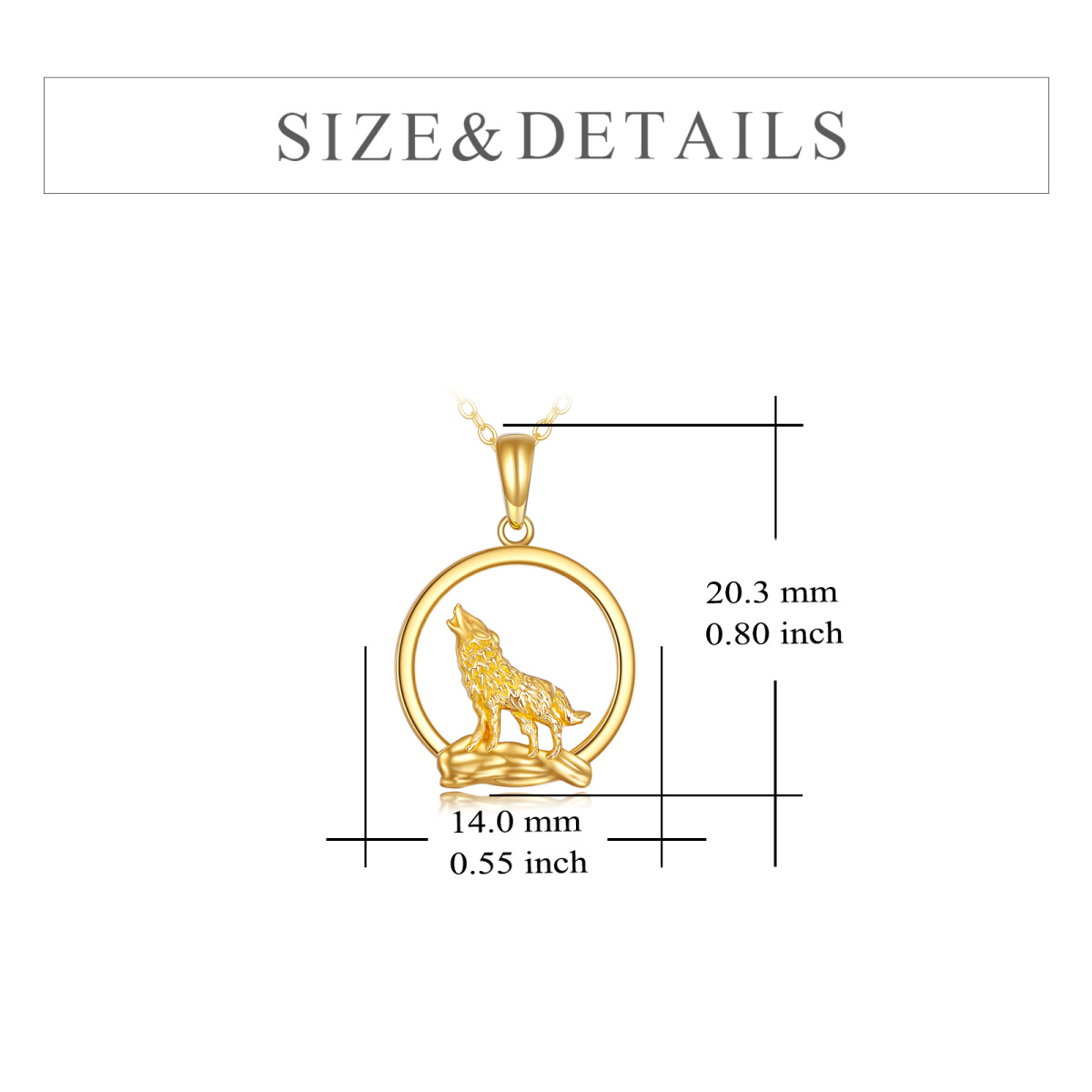 14K Gold Wolf Pendant Necklace-6