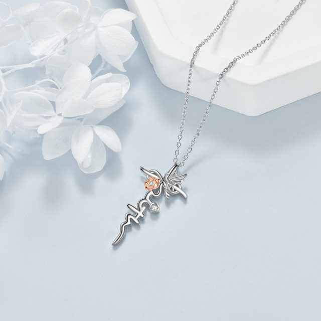 Prata esterlina borboleta cruz fé pingente colar jóias presentes-3