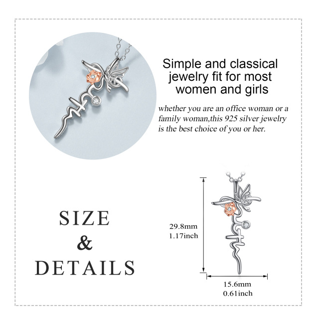 Prata esterlina borboleta cruz fé pingente colar jóias presentes-4