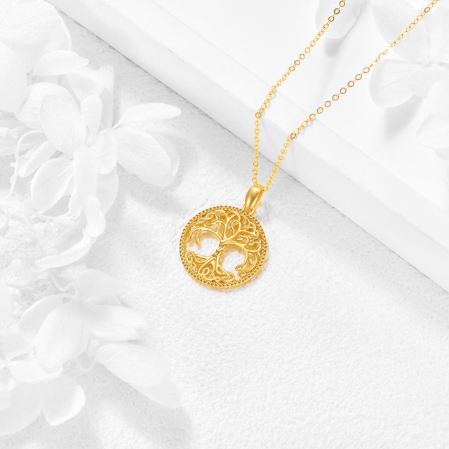 14K Gold Tree Of Life Pendant Necklace-3