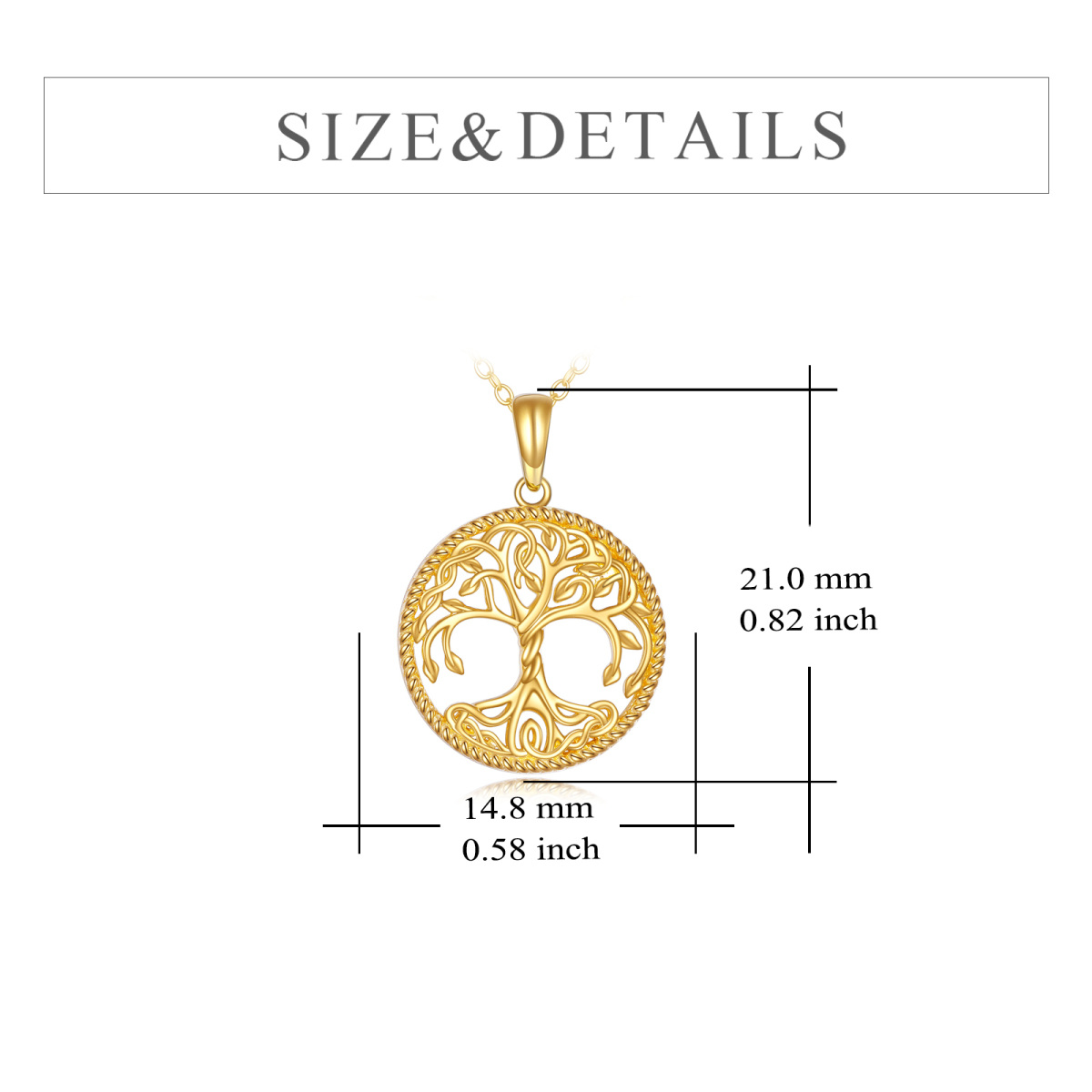 Collier avec pendentif en or 14K en forme d'arbre de vie-6