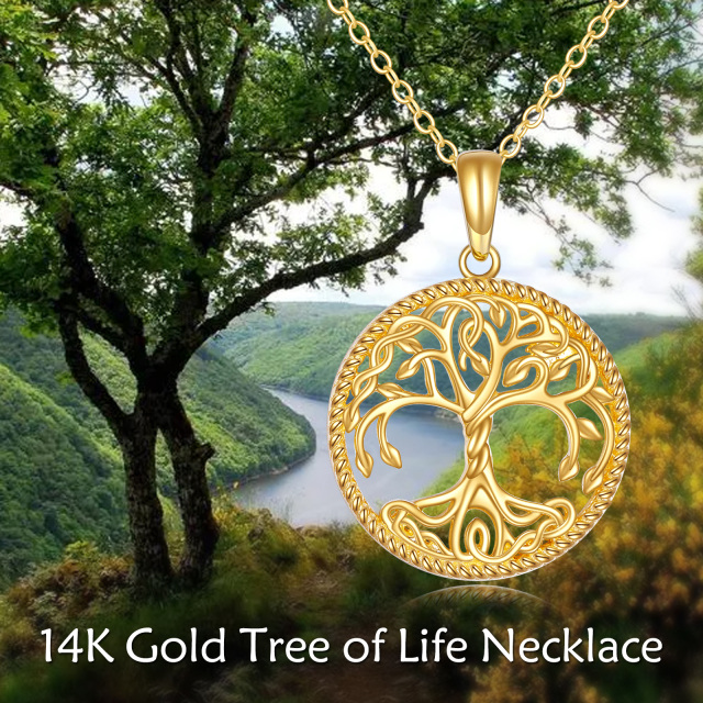 Colar com pingente de árvore da vida em ouro 14K-4