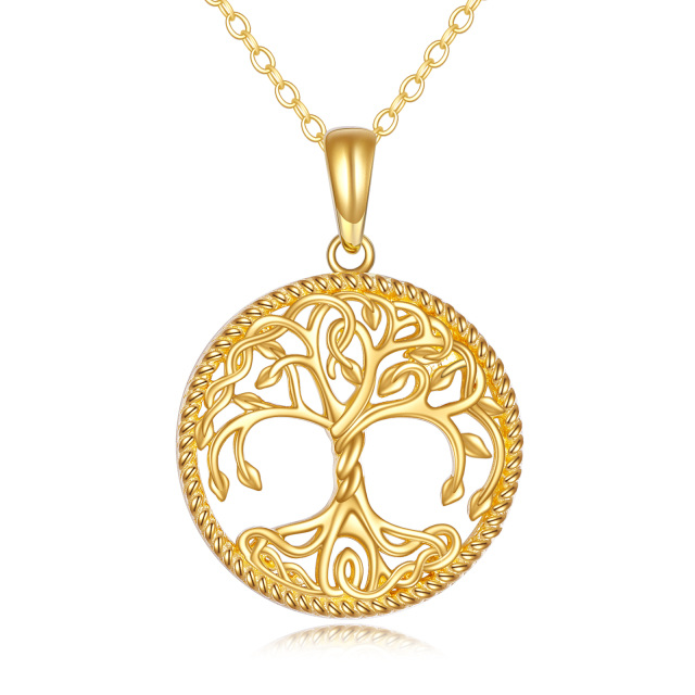 14K Gold Tree Of Life Pendant Necklace-0