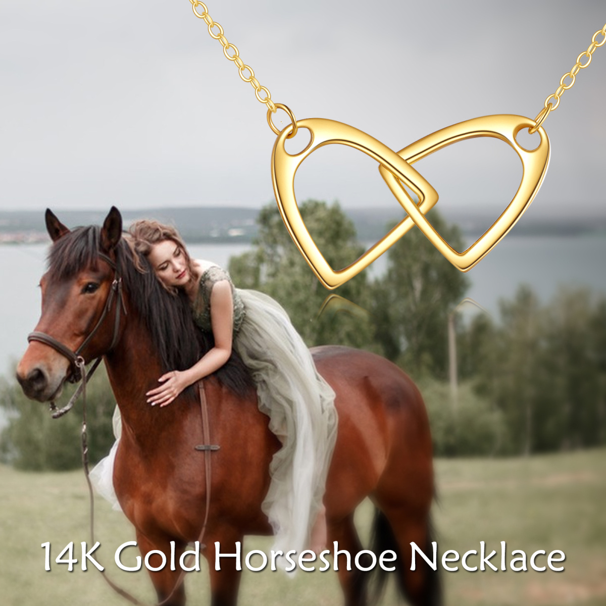Collier à pendentif fer à cheval en or 14K-6