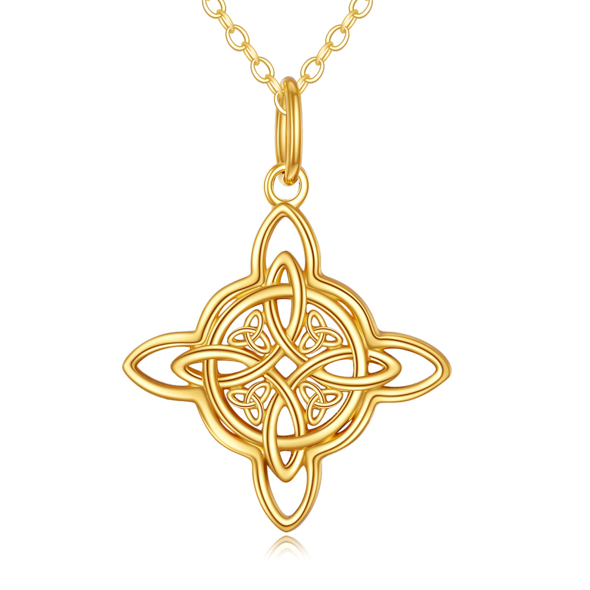 14K Gold Celtic Knot Pendant Necklace-1