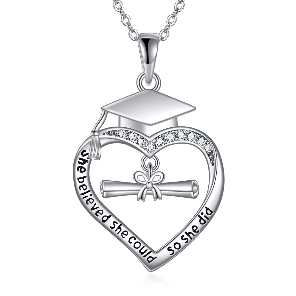 Collier en argent sterling avec pendentif en forme de coeur en zircon rond-1