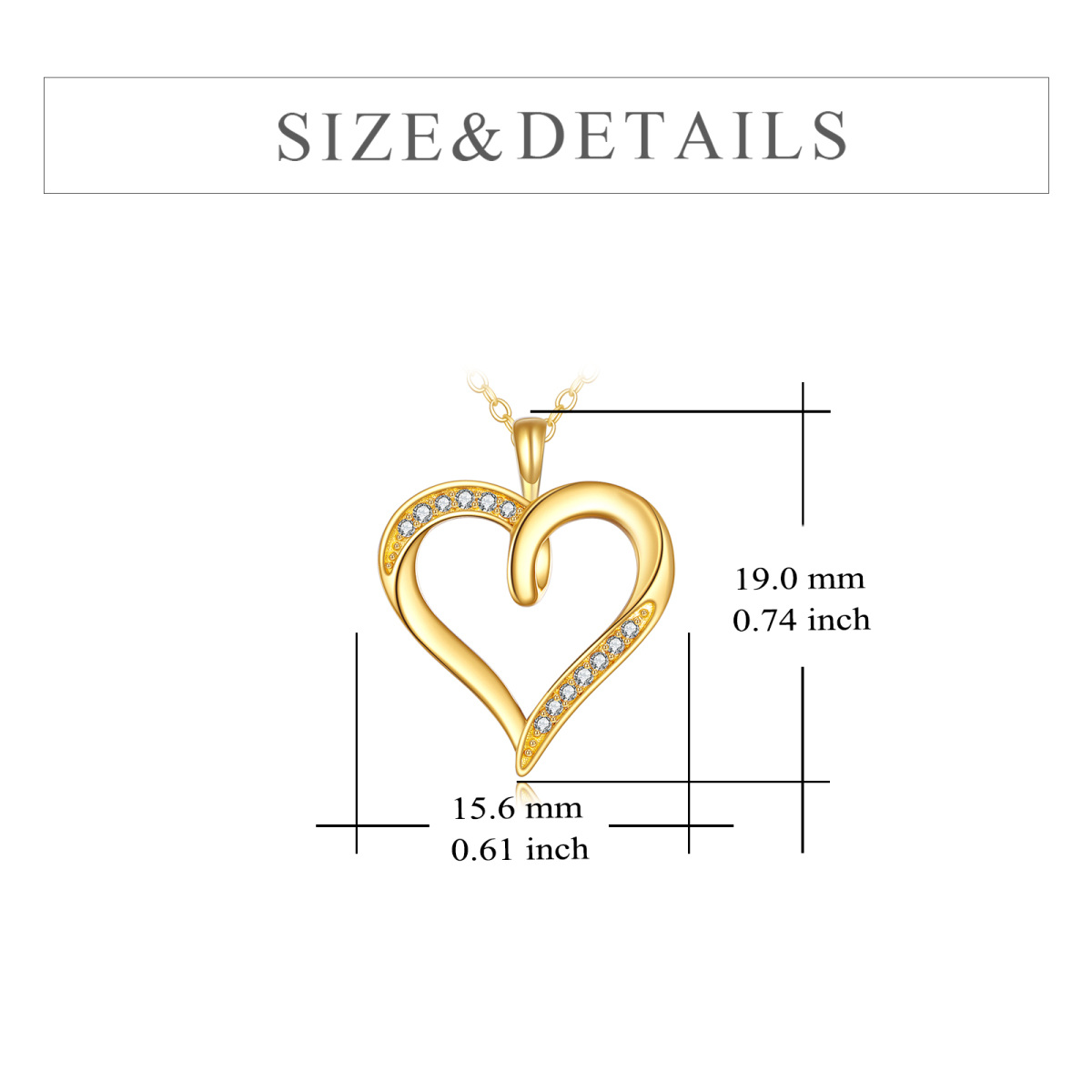 14K Gold Cubic Zirconia Heart Pendant Necklace-6