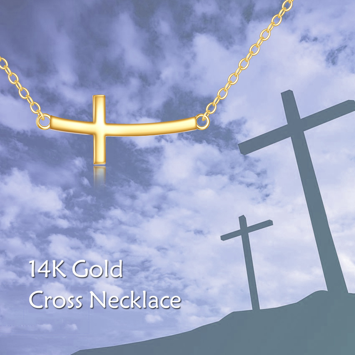 Collier à pendentif croix en or 14K-5