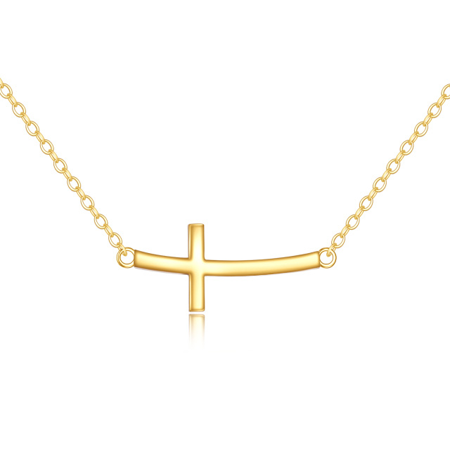 Colar com pingente de cruz em ouro 14K-1