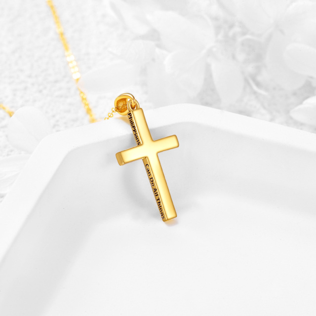 Colar com pingente de cruz em ouro 14K-2