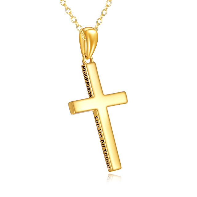 Colar com pingente de cruz em ouro 14K-0