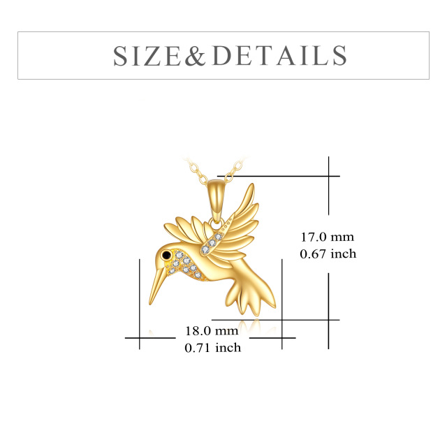 14K Gold Cubic Zirconia Hummingbird Pendant Necklace-4