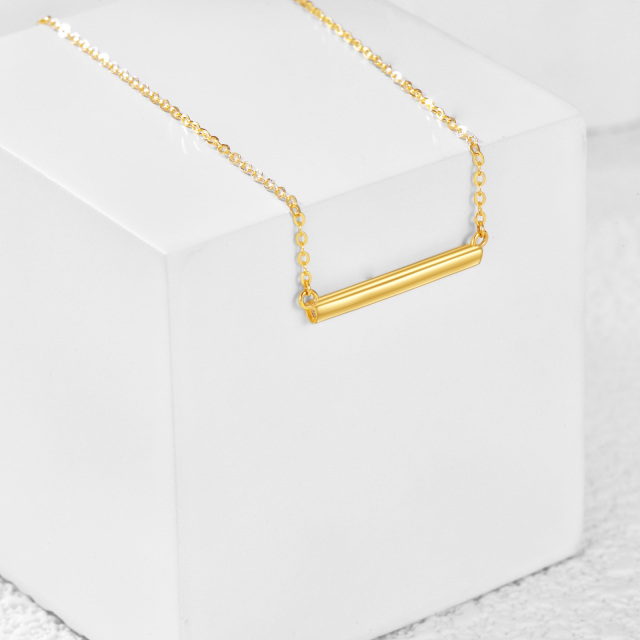 14K Gold Cubic Zirconia Bar Necklace-2
