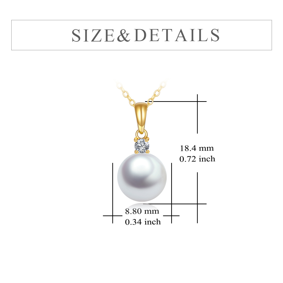 14K Gold Cubic Zirconia & Pearl Pendant Necklace-6