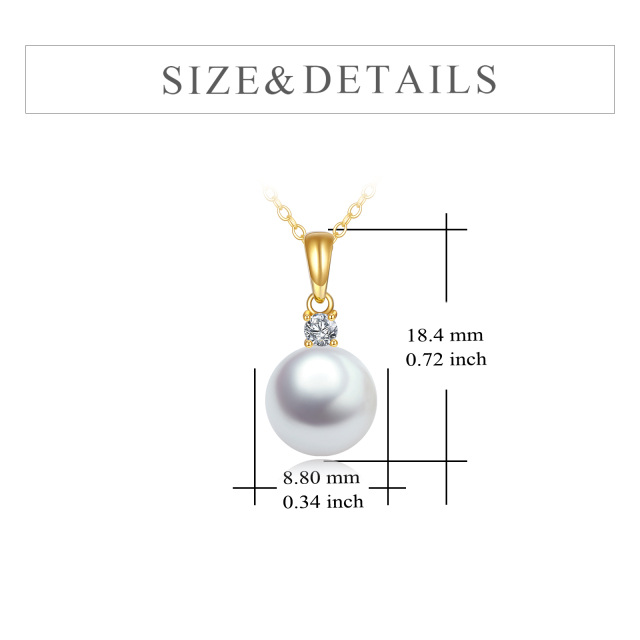 Collier en or 14K à pendentifs en zircon cubique et perles-5