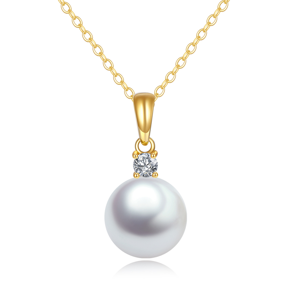 Collar de oro de 14 quilates con perlas y circonitas cúbicas-1
