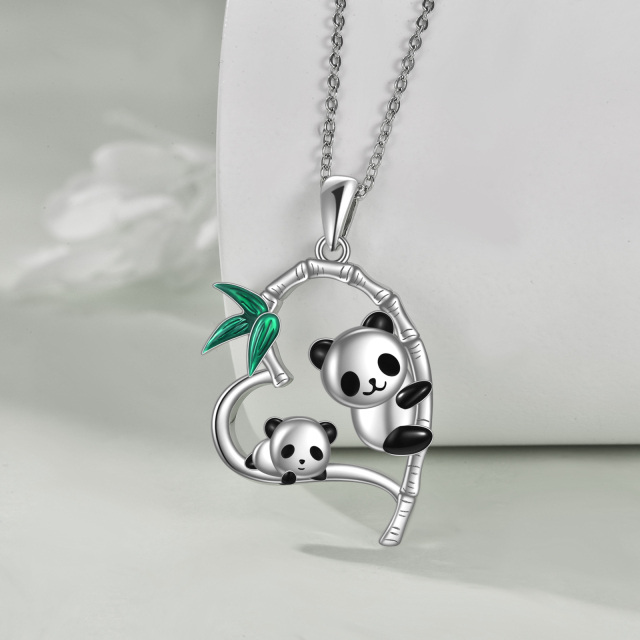 Sterling Silver Panda Pendant Necklace-3