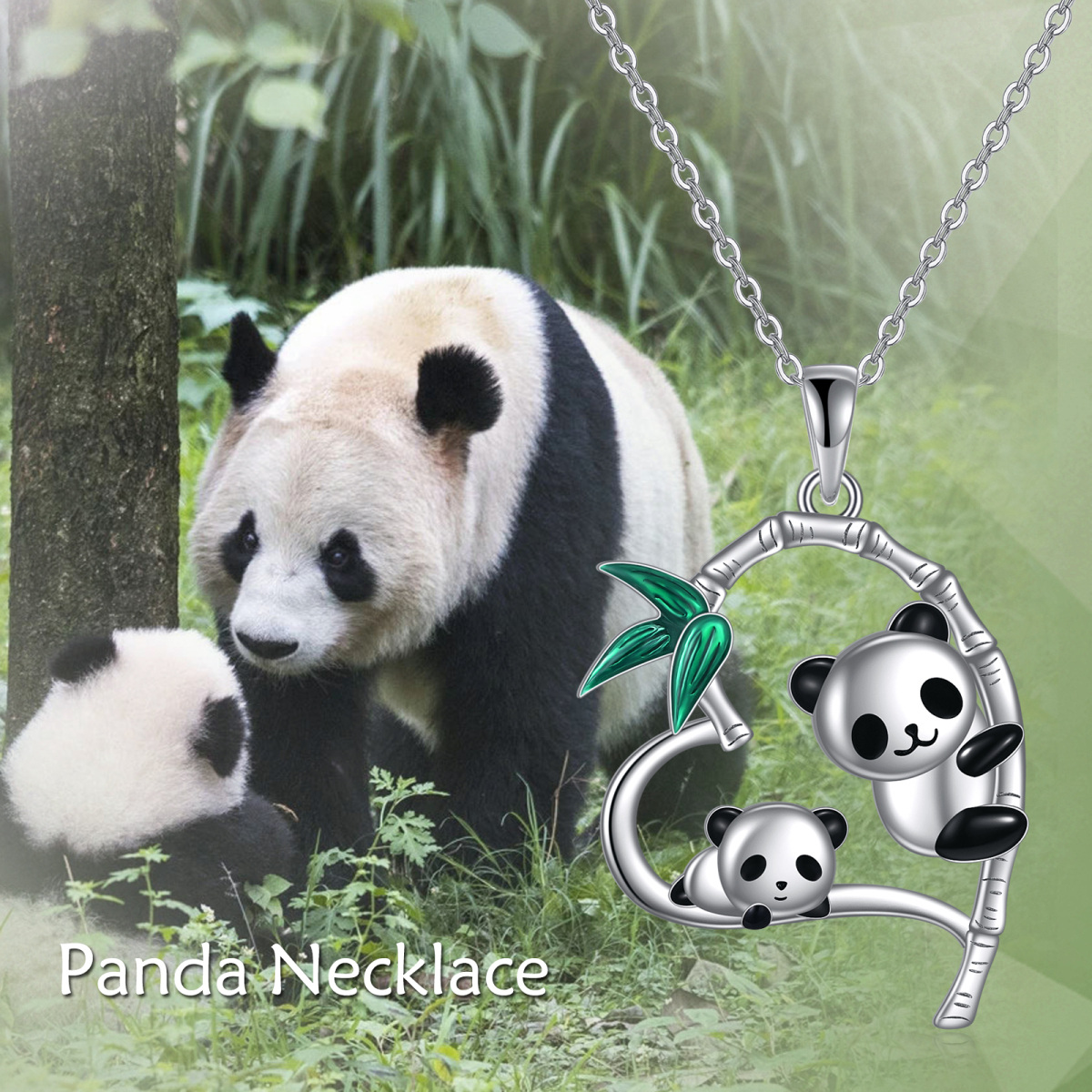 Sterling Silver Panda Pendant Necklace-6