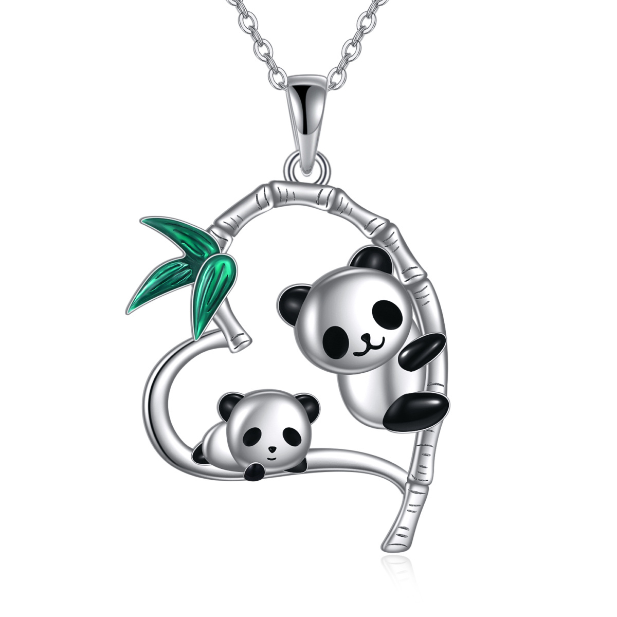 Sterling Silber Panda-Anhänger Halskette-1
