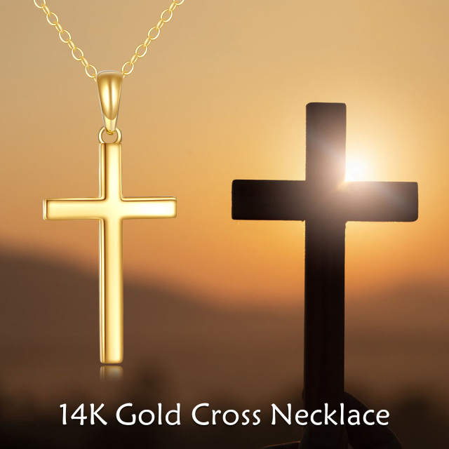 14K Gold Kreuz-Anhänger Halskette-2