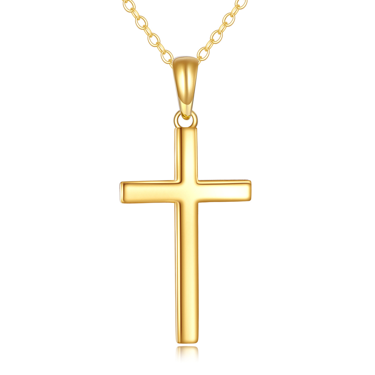 14K Gold Cross Pendant Necklace-1
