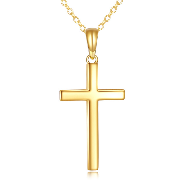 14K Gold Cross Pendant Necklace-0