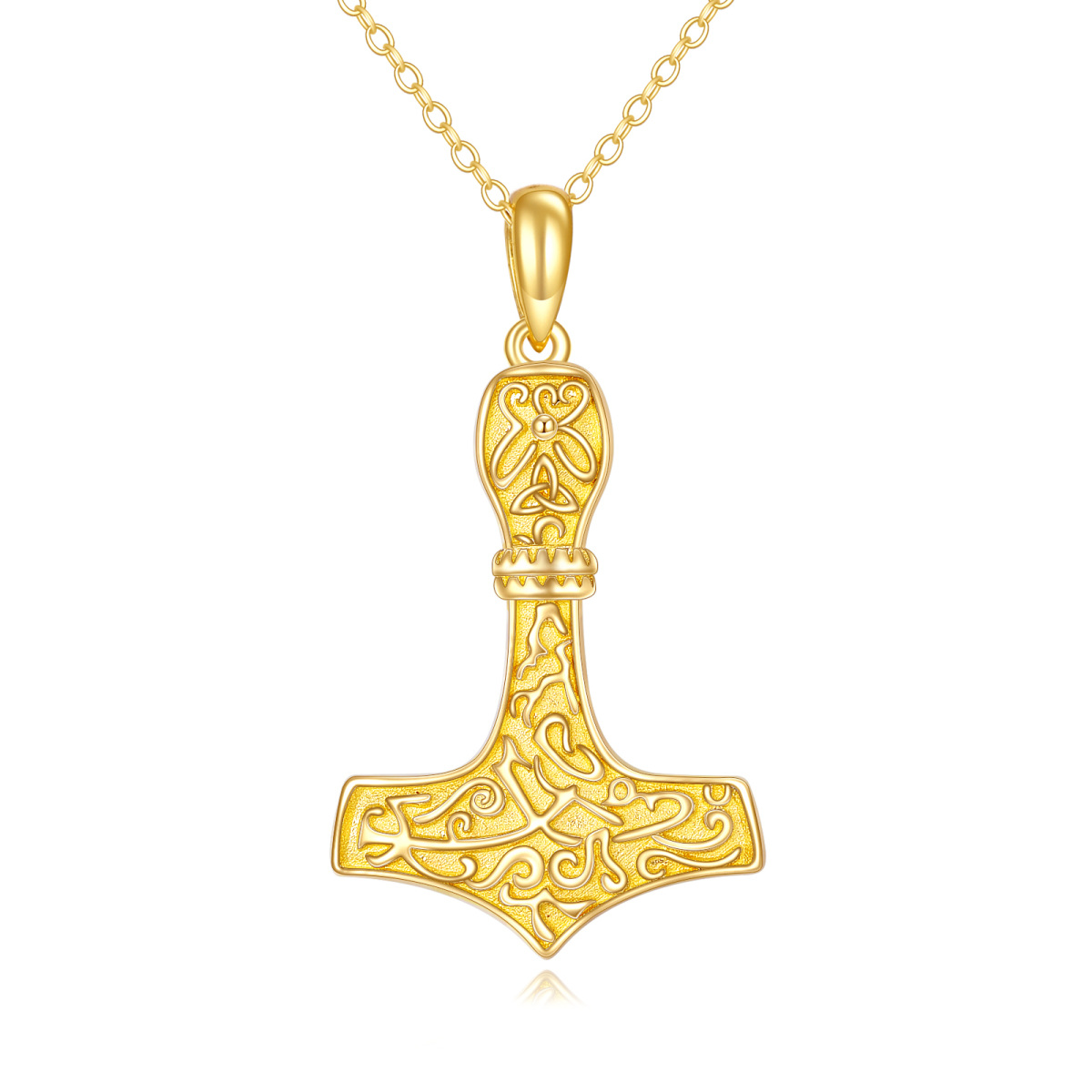10K Gold Thor's Hamme Pendant Necklace-1