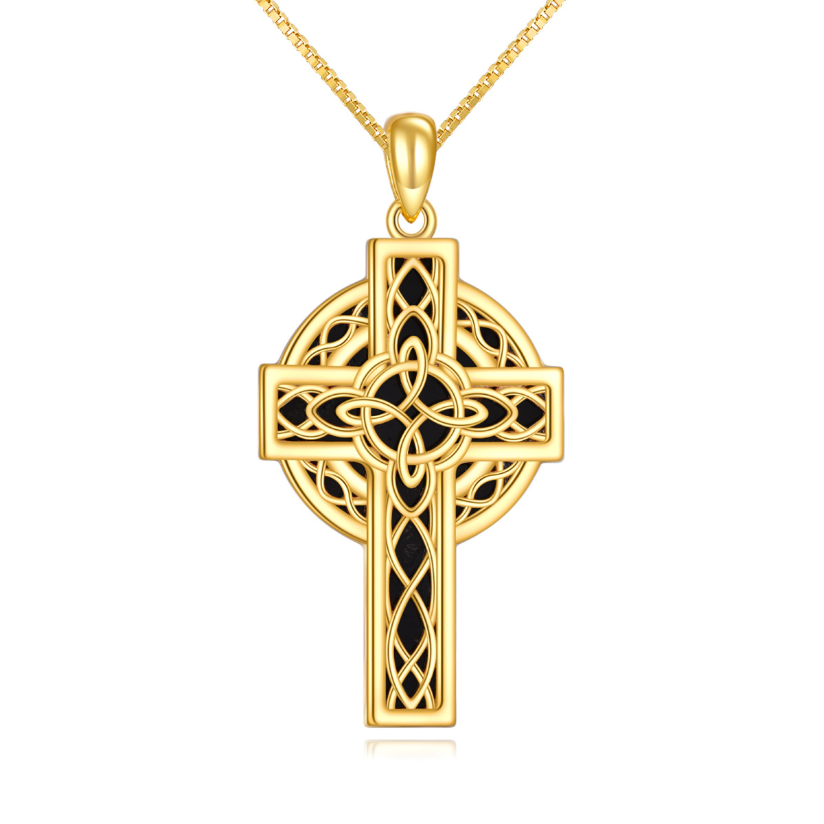Sterling Silver with Yellow Gold Plated Celtic Knot & Cross Pendant Necklace-1