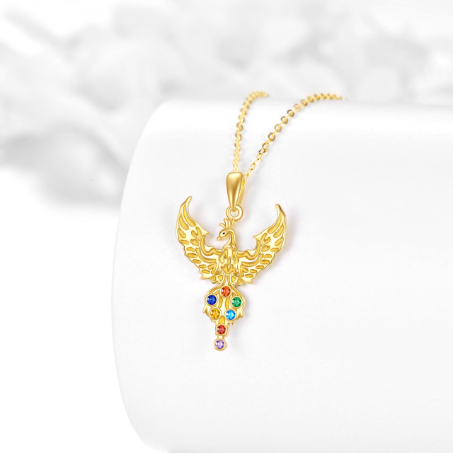 Colar Phoenix de ouro 10K Chakras pingente joias presentes para mulheres-2