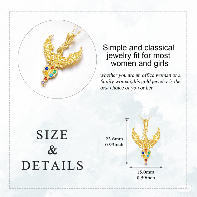 Colar Phoenix de ouro 10K Chakras pingente joias presentes para mulheres-5