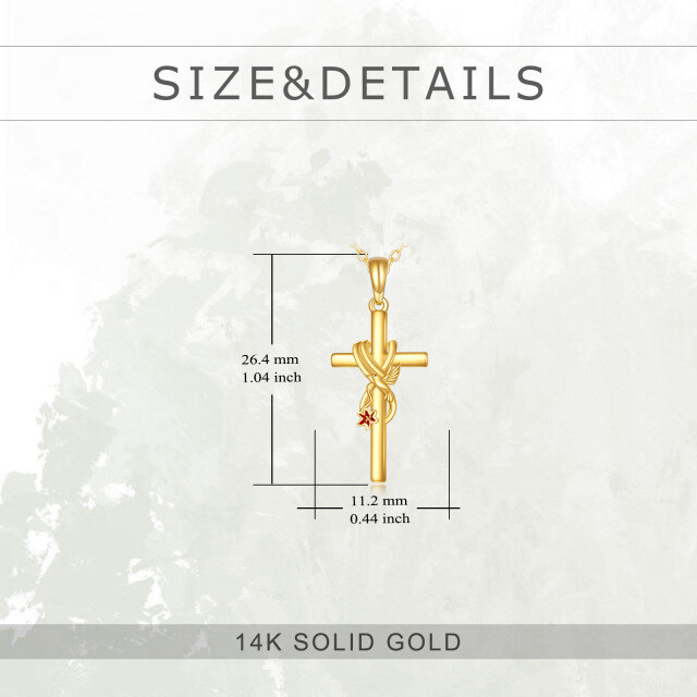 14K Gold Hummingbird & Lily & Cross Pendant Necklace-4