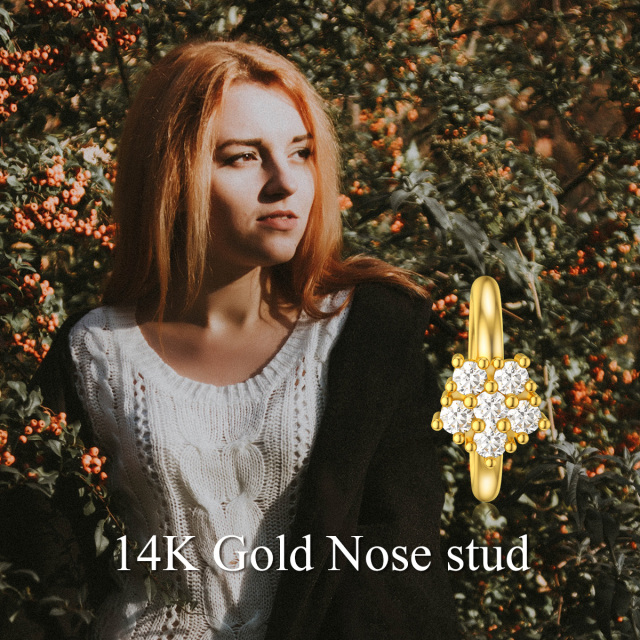 14K Gold Cubic Zirconia Nose Ring-5