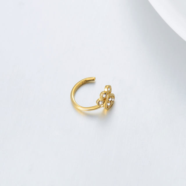 14K Gold Cubic Zirconia Paw Nose Ring-2