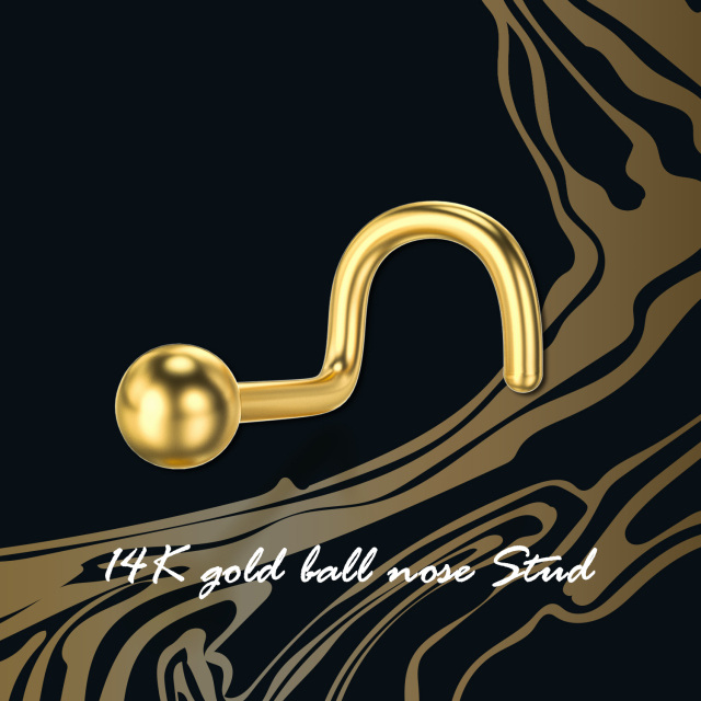 14K Gold Spherical Nose Ring-5