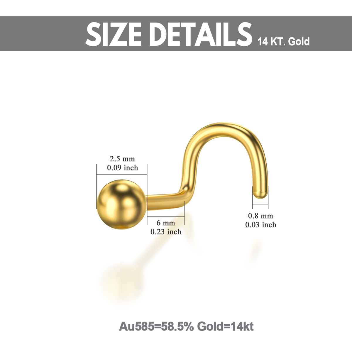 14K Gold Spherical Nose Ring-6