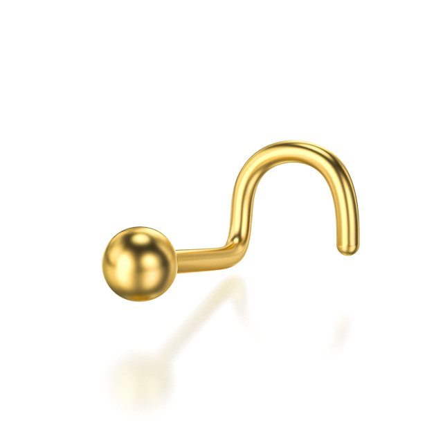 14K Gold Spherical Nose Ring-0