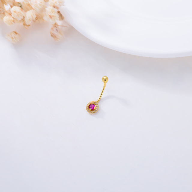 14K Gold Cubic Zirconia Personalized Birthstone Belly Button Ring-2