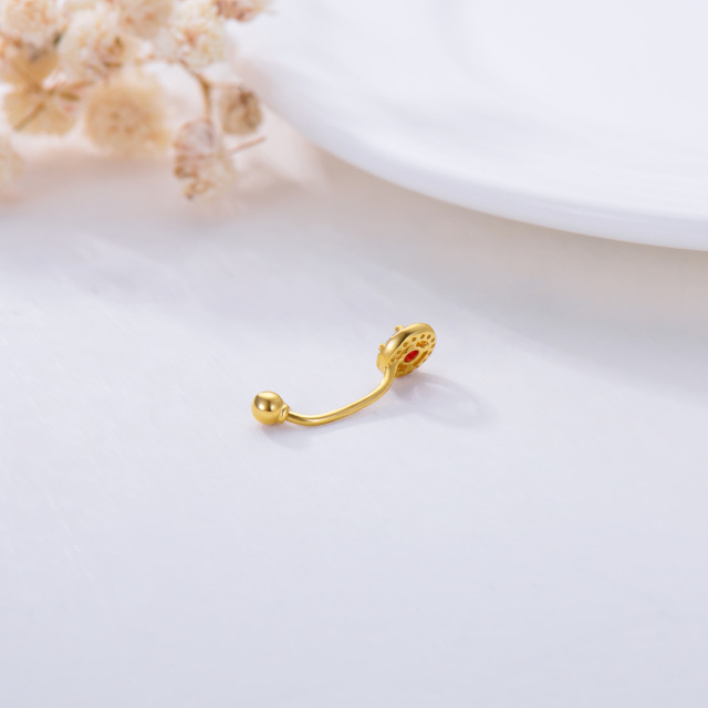 14K Gold Cubic Zirconia Personalized Birthstone Belly Button Ring-4