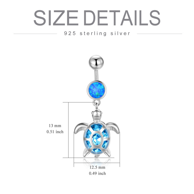 925 Silver Crystal Turtle Belly Button Ring-4