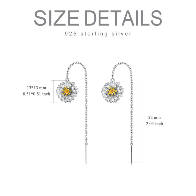 925 Sterling Silber Gänseblümchen-Tropfen-Einfädler-Ohrringe-1