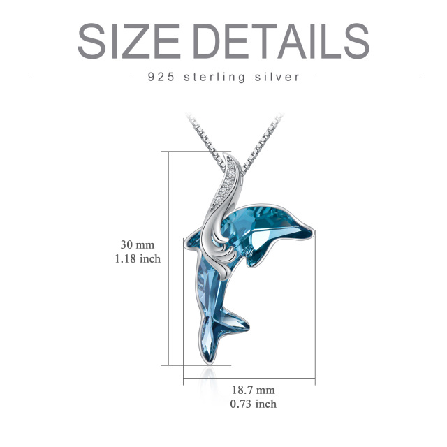 Sterling Silver Diamond Dolphin Pendant Necklace-5