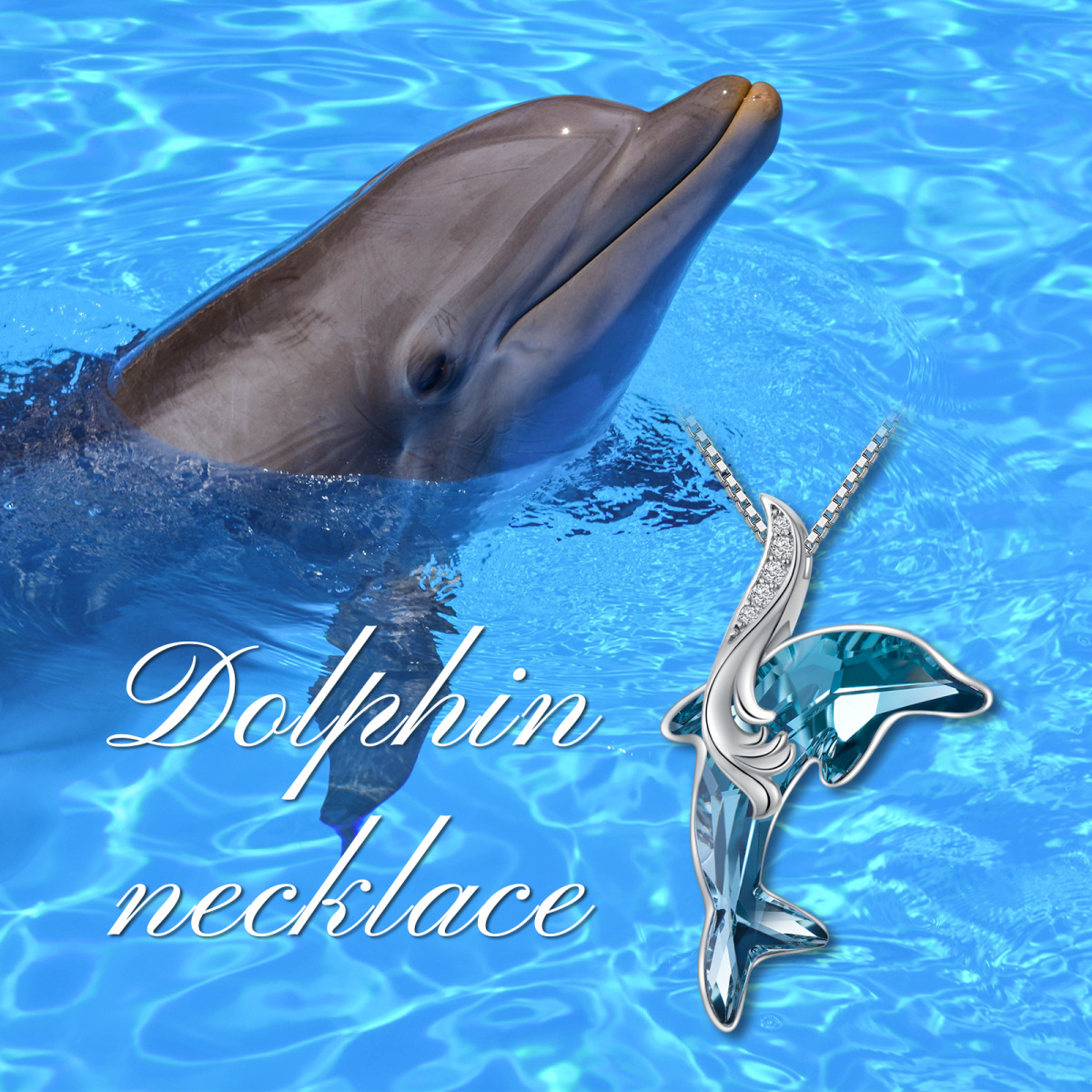 Sterling Silver Diamond Dolphin Pendant Necklace-6